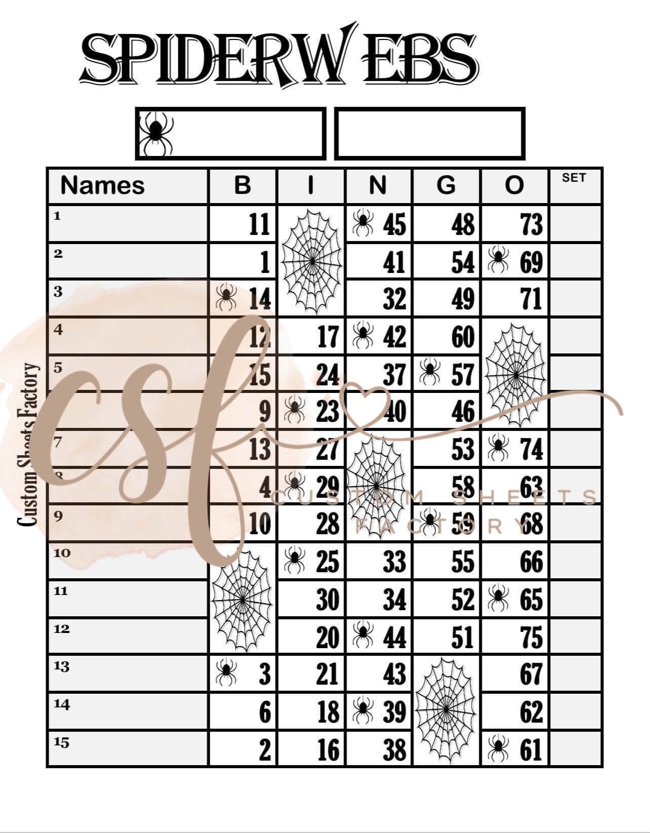 Spider Webs - 15 Line - 75 Ball