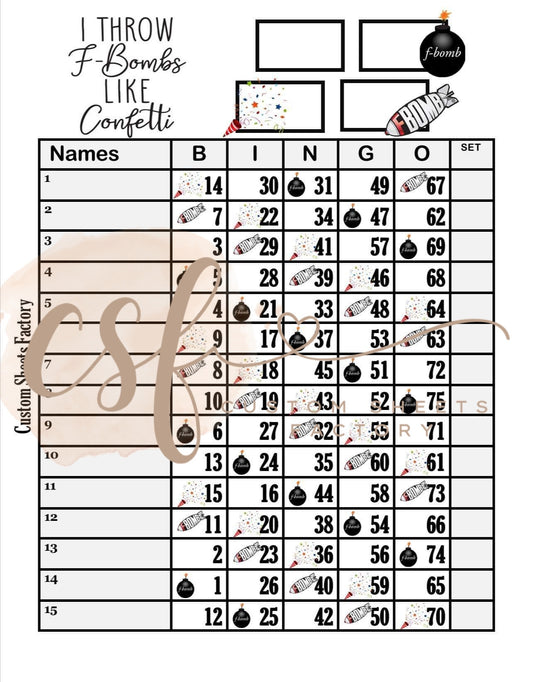 F Bombs - 15 Line - 75 Ball