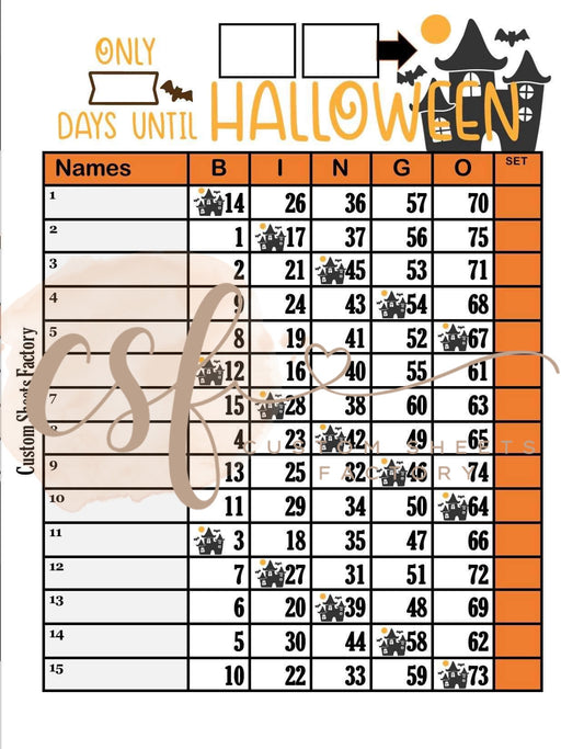 Days till Halloween - 15 line - 75 ball