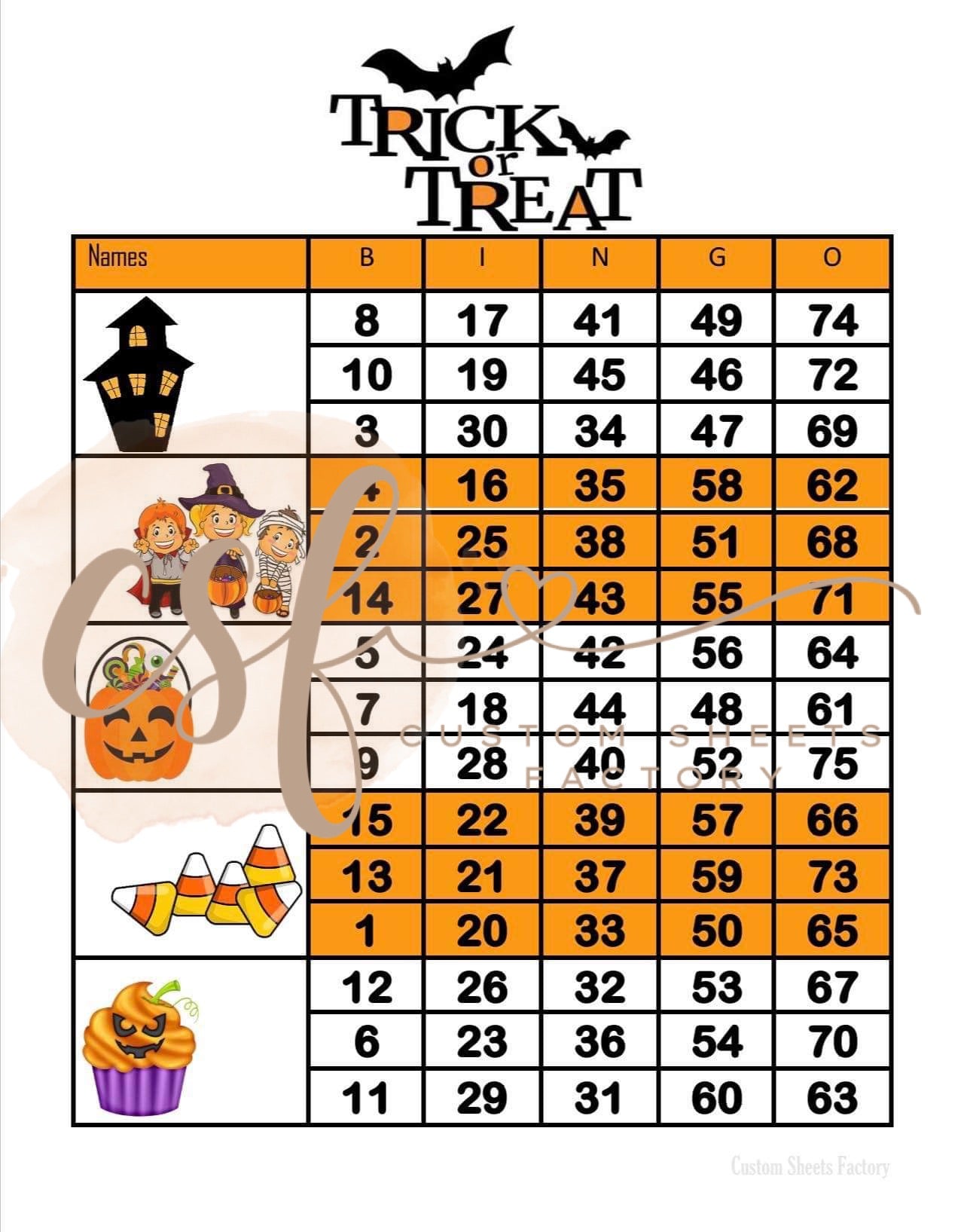 Trick or Treat - Blocks - 75 & 90 Ball