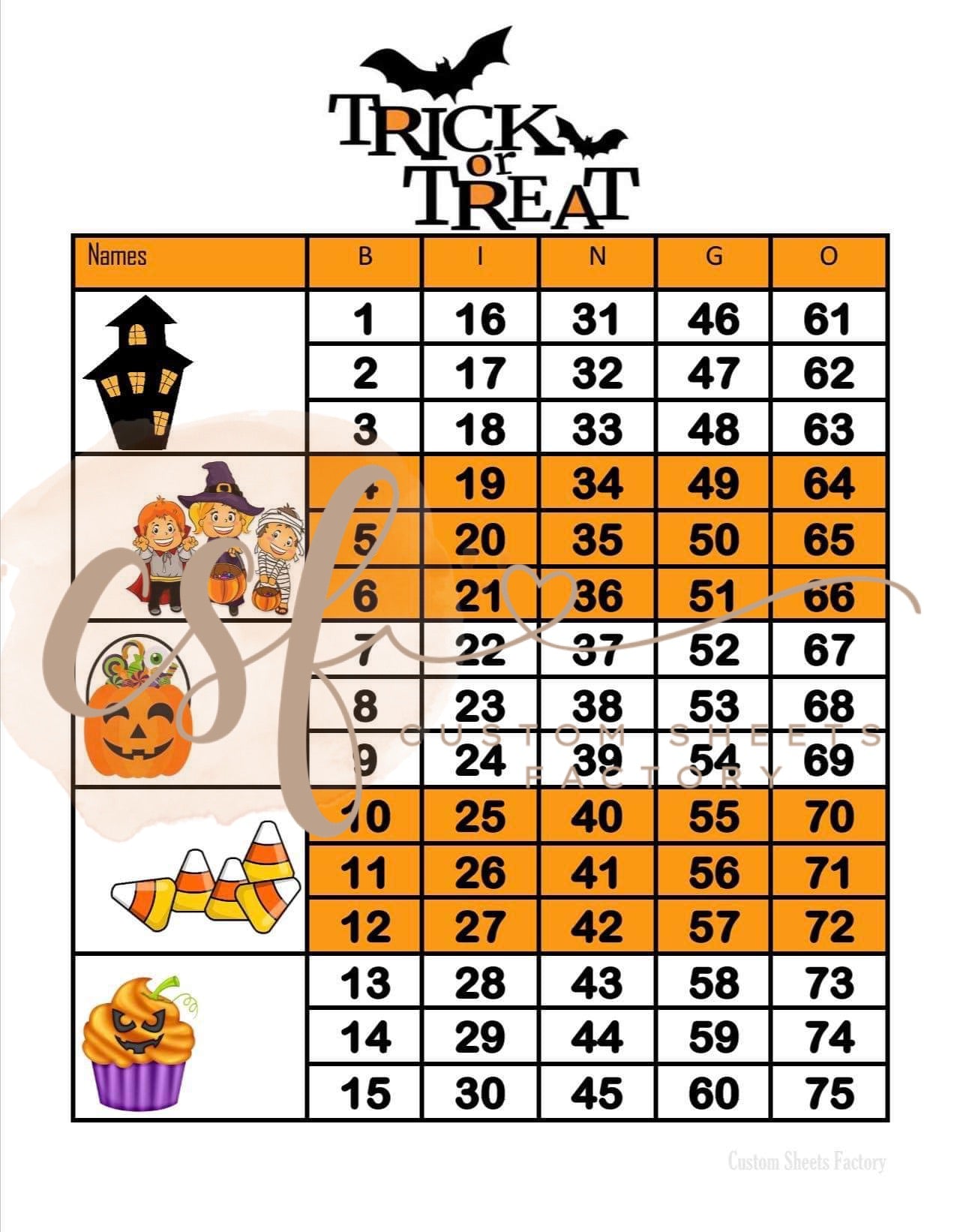 Trick or Treat - Blocks - 75 & 90 Ball