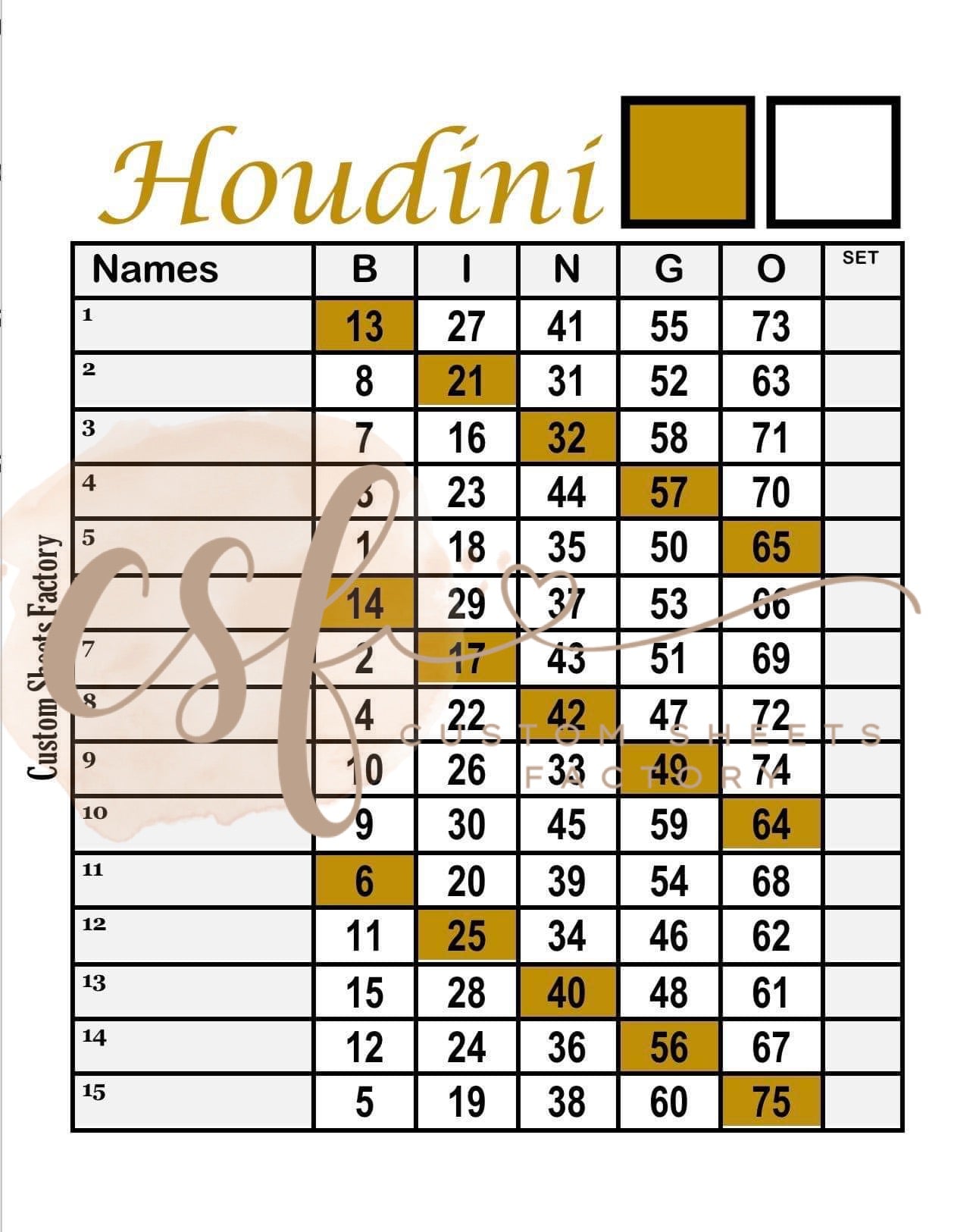 Houdini - Various Colours - 15 line