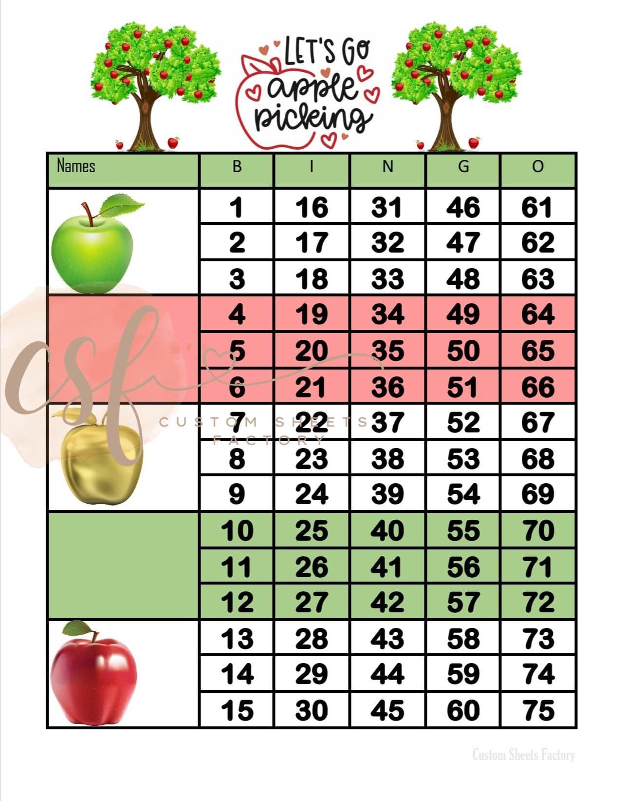 Lets go Apple Picking - 5 Block - 75 Ball