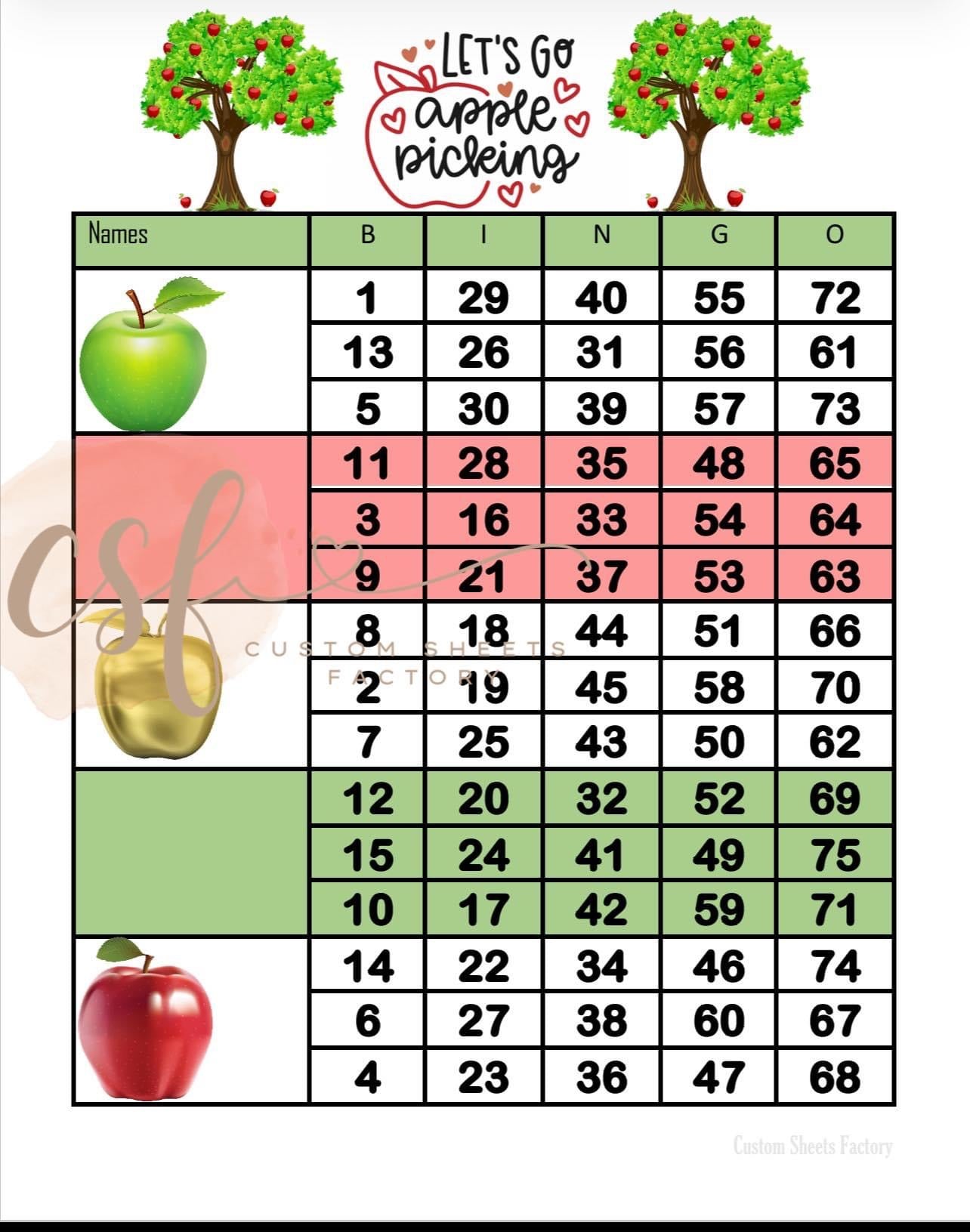 Lets go Apple Picking - 5 Block - 75 Ball