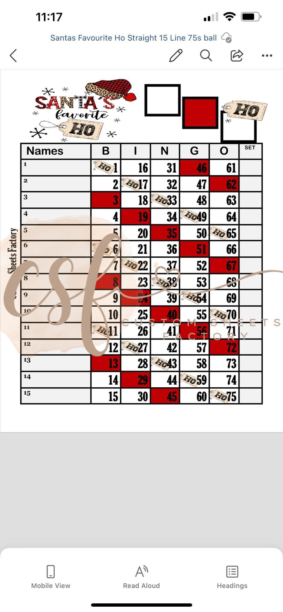 Santa's Favorite Ho - 15 Line - 75 Ball