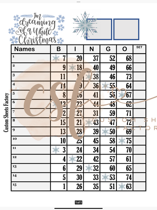 Im dreaming of a white christmas - 15 Line - 75 Ball