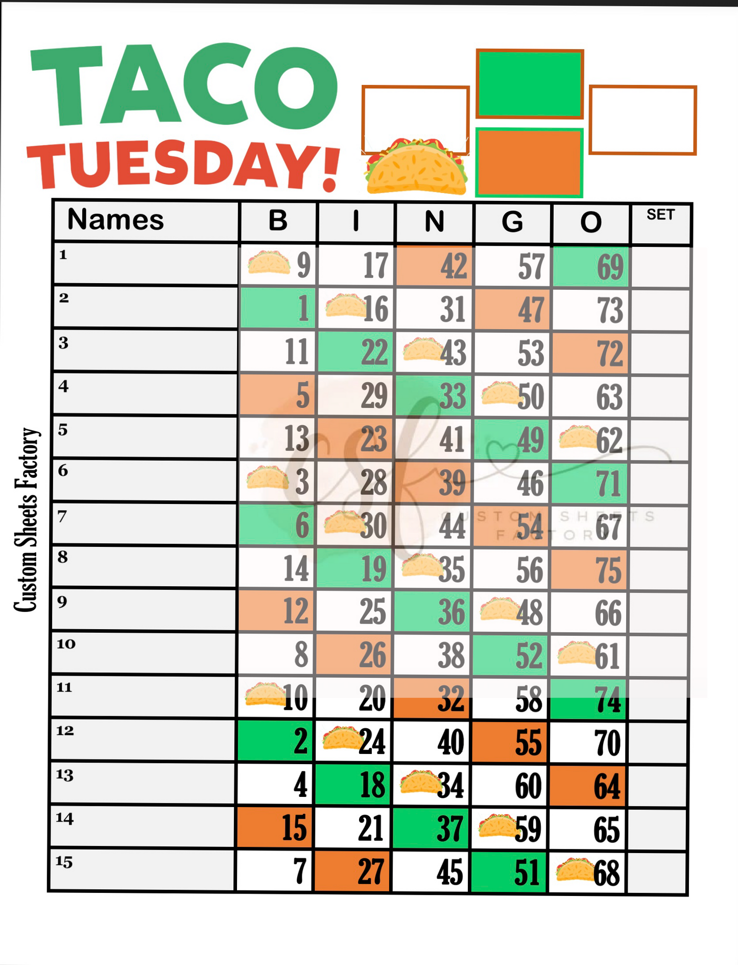 Taco Tuesday - 15 Line - 75 Ball