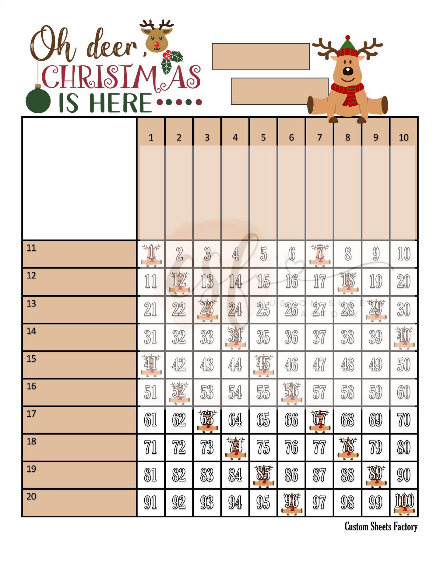 Oh Deer Christmas is here - Grid - 100 Ball