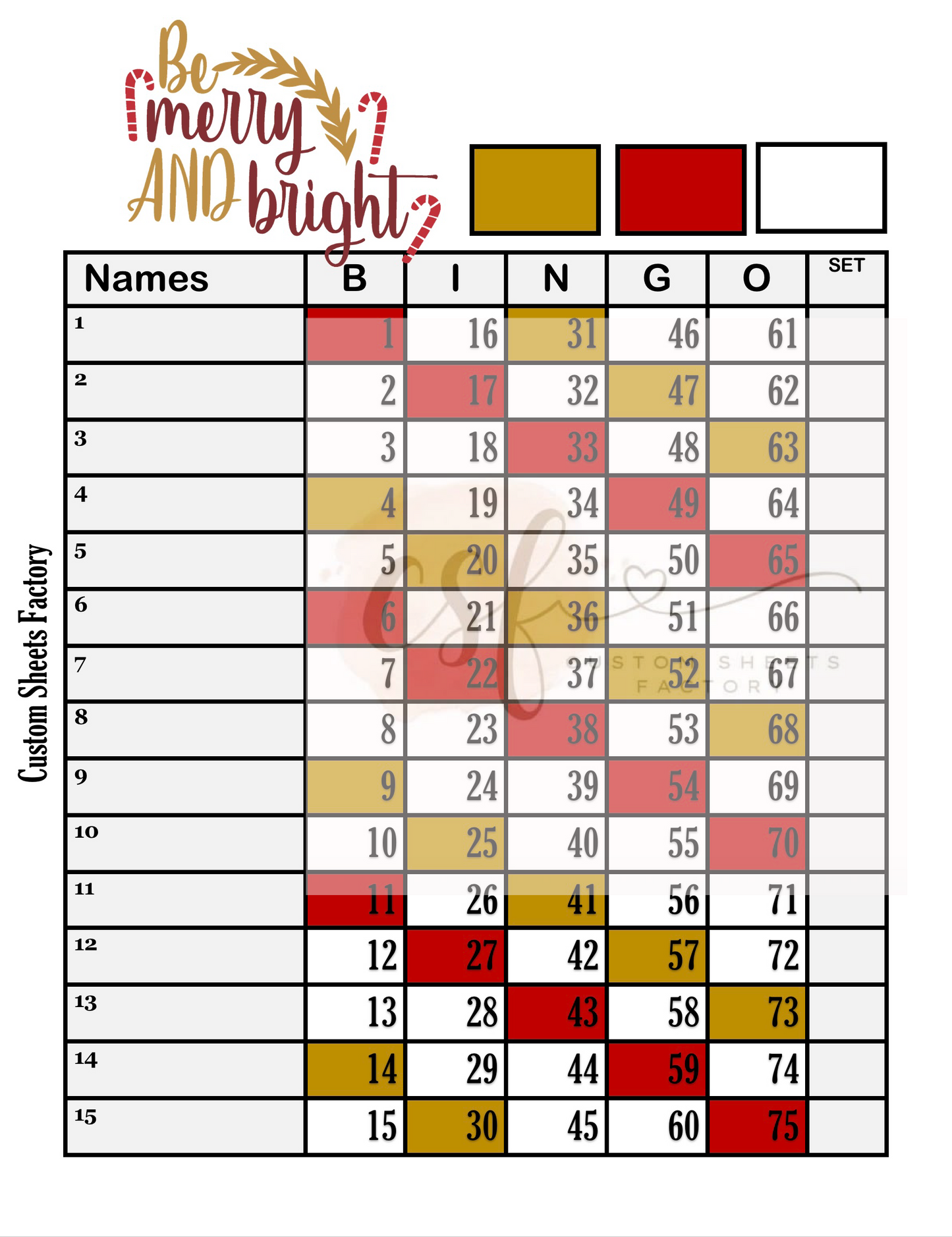 Merry & Bright - 15 Line - 75 Ball