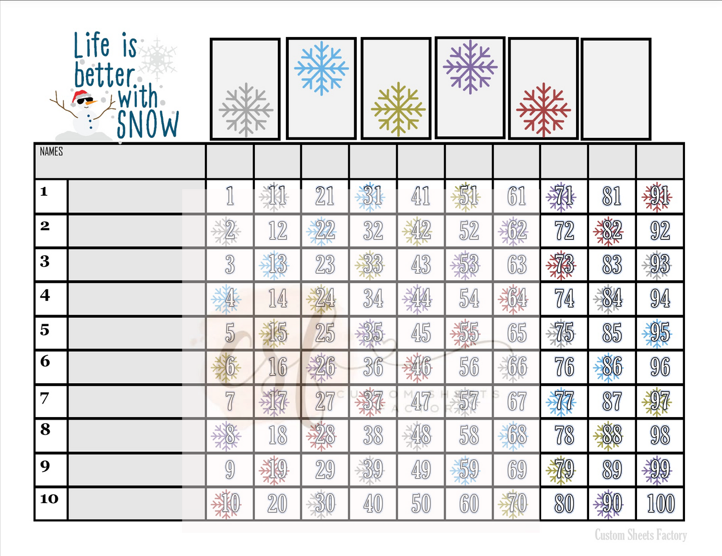 Life is better with snow - 10 Line - 100 Ball