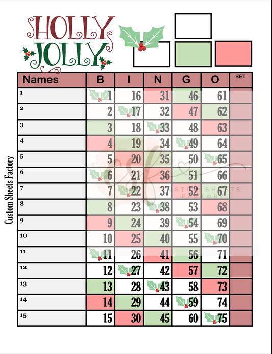 Holly Jolly - 15 Line - 75 Ball