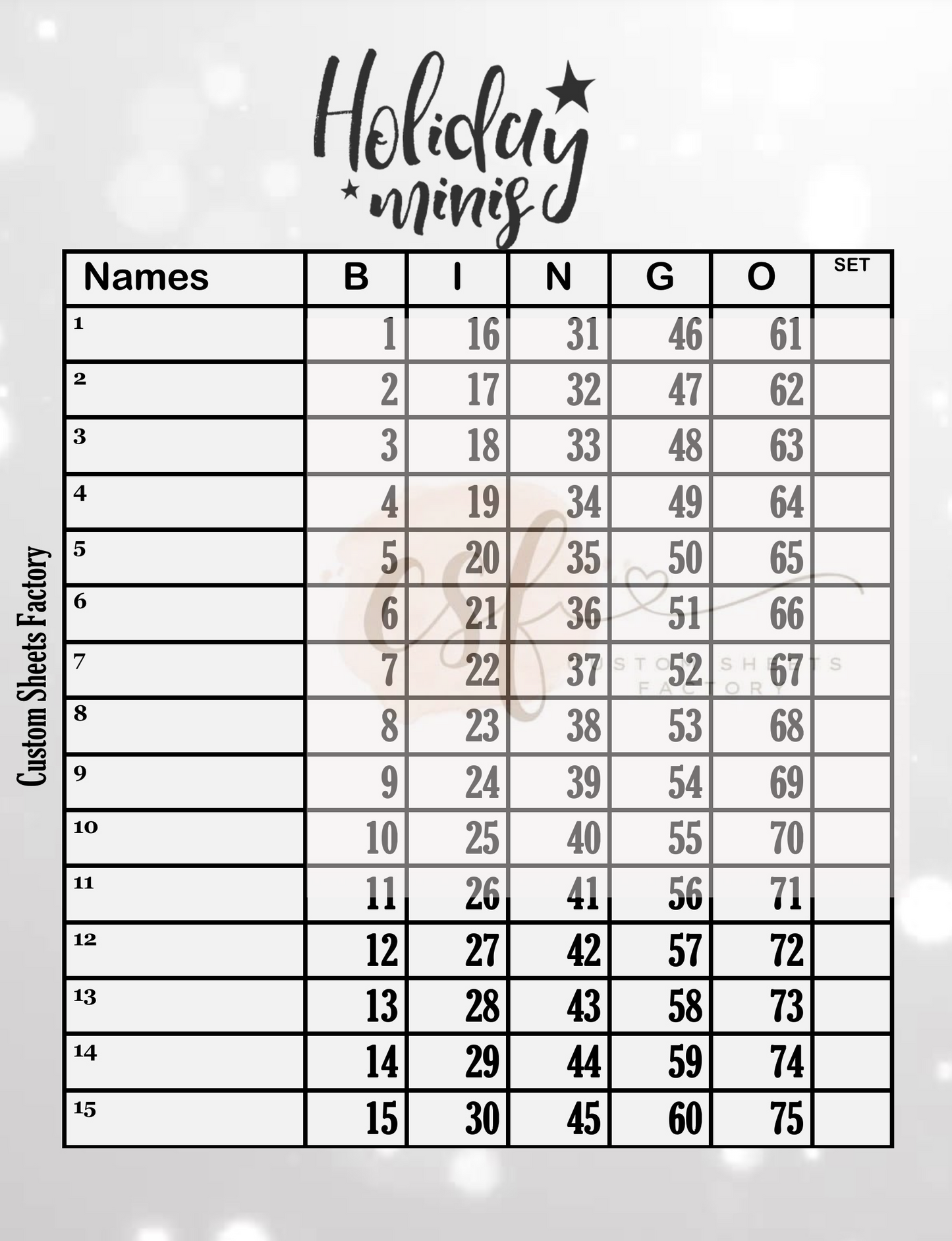 Holiday Mini - 15 Line - 75 Ball