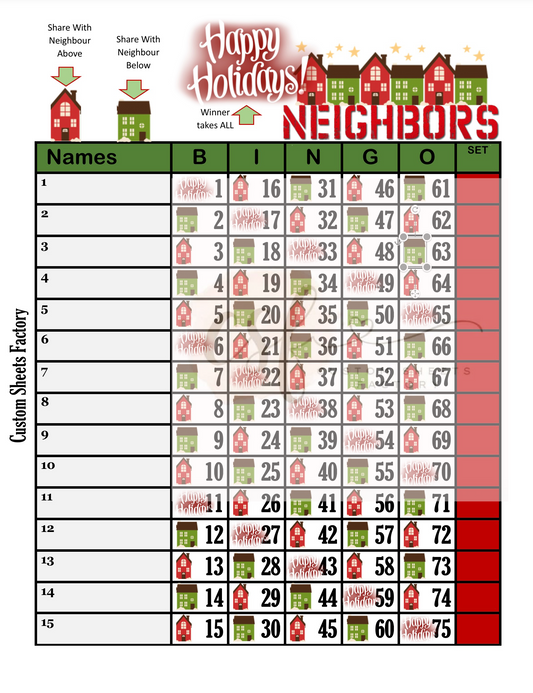 Happy Holidays Neighbors - 15 Line - 75 Ball