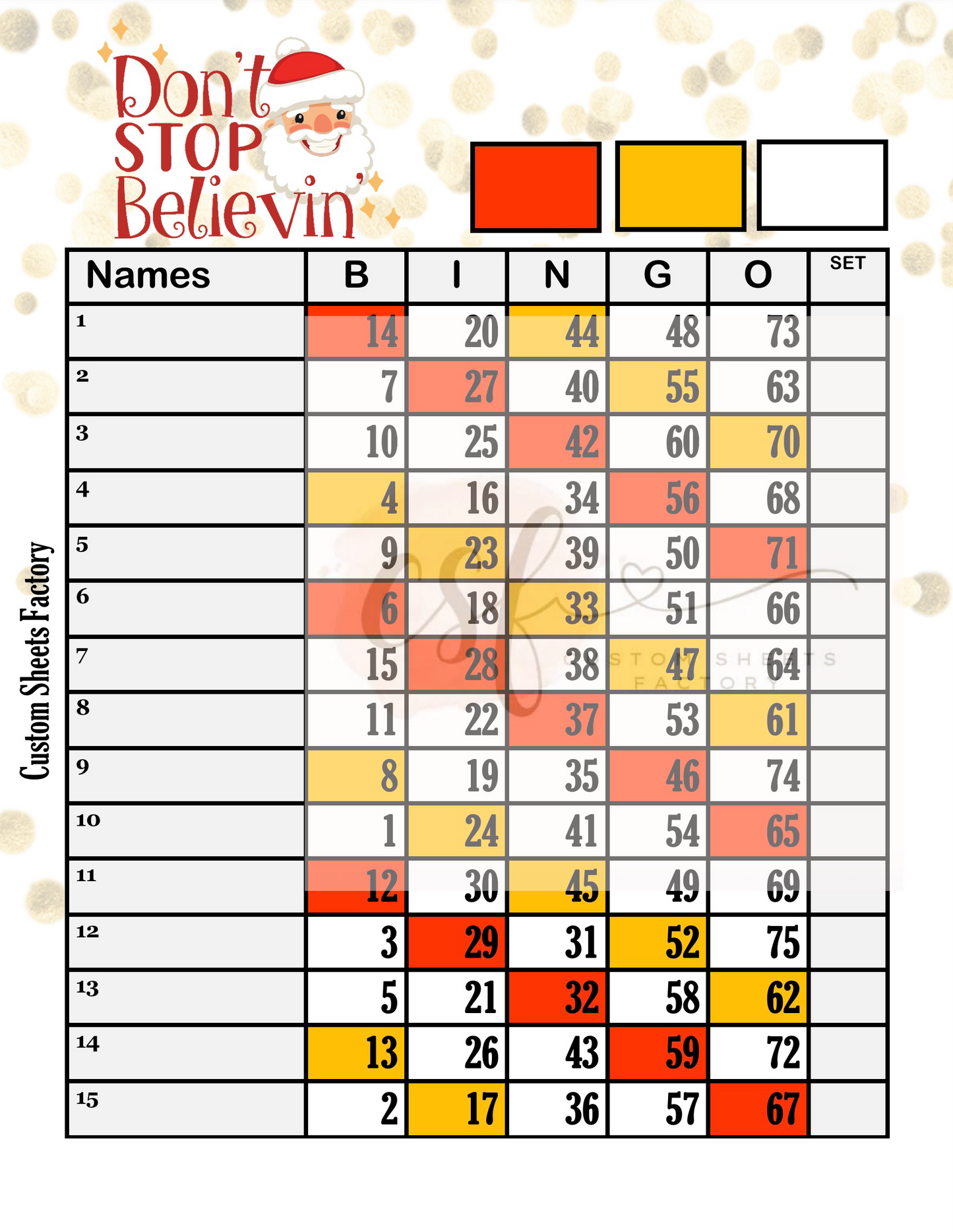 Dont Stop Believin - 15 Line - 75 Ball