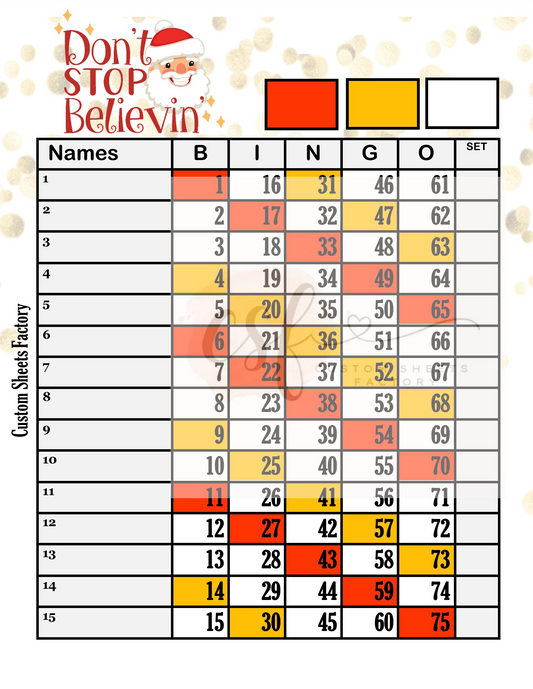 Dont Stop Believin - 15 Line - 75 Ball