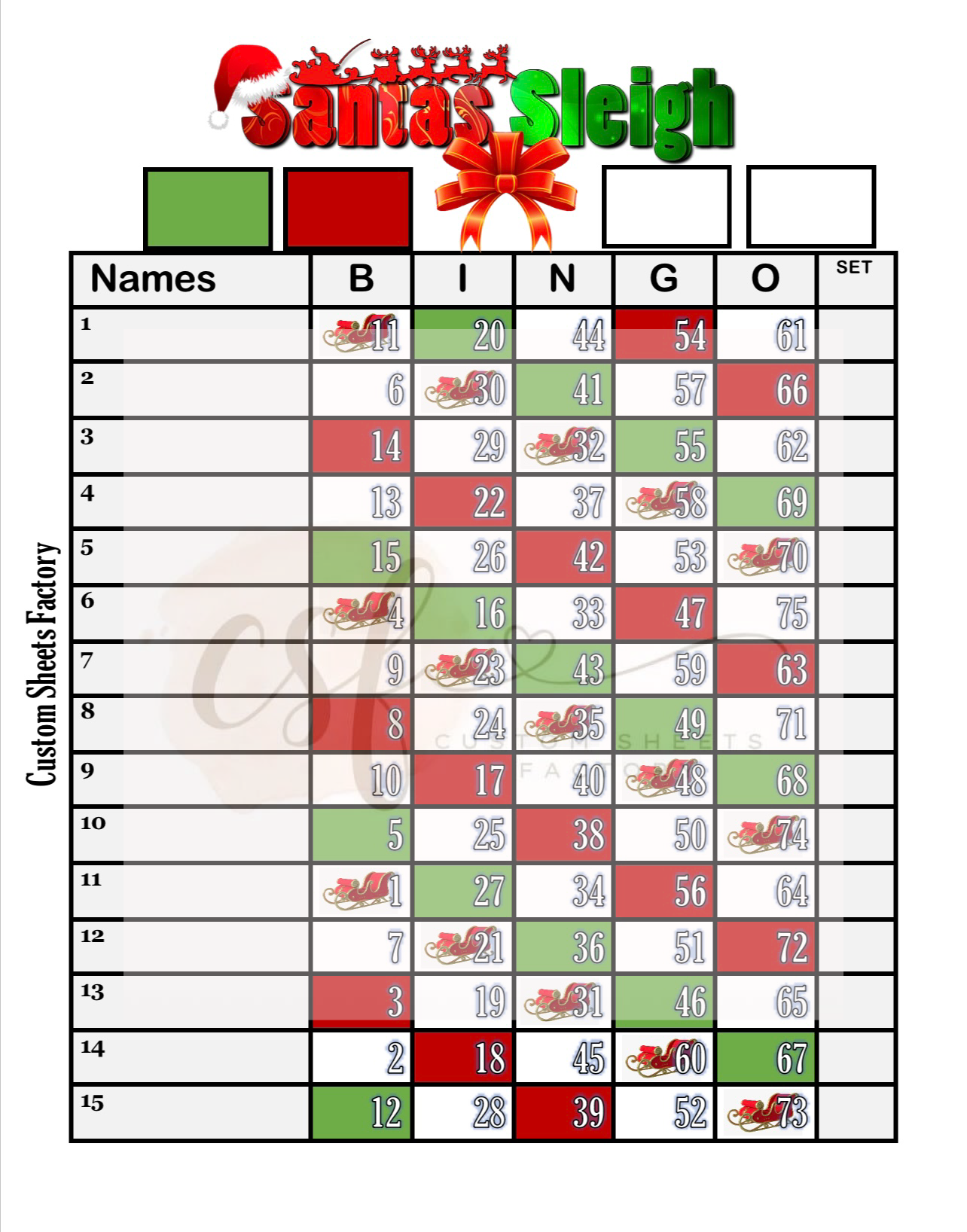 Santa Sleigh - 15 Line - 75 Ball