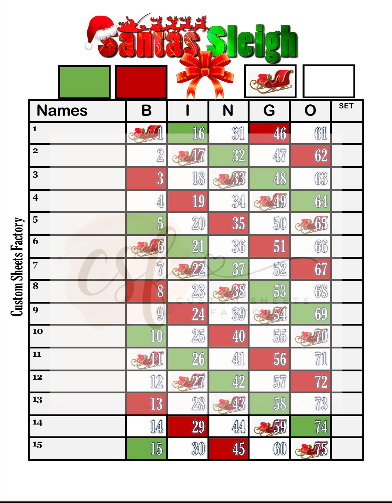 Santa Sleigh - 15 Line - 75 Ball