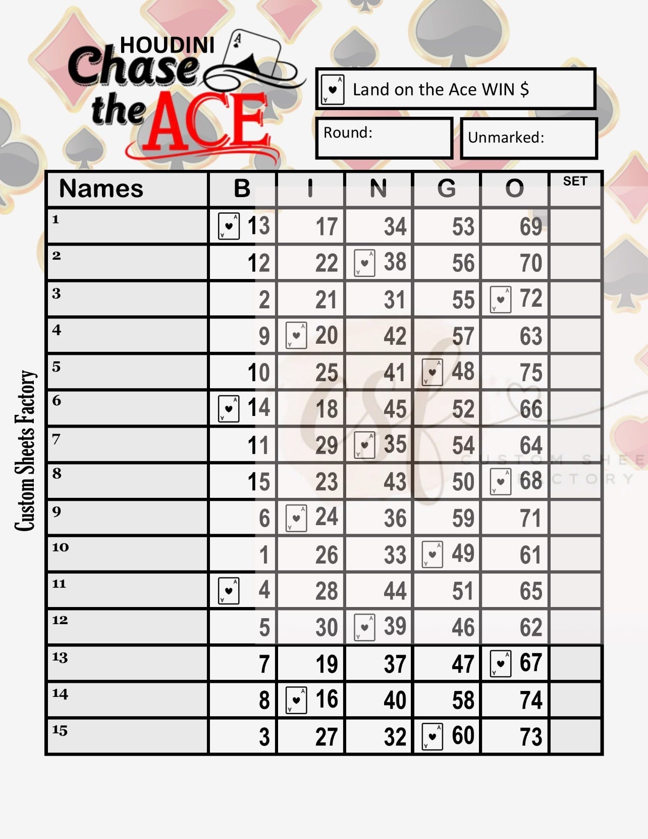 Chase the Ace Jackpot - 15 Line - 75 Ball