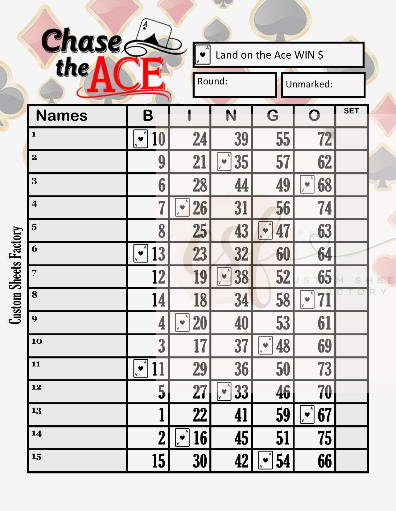 Chase the Ace Jackpot - 15 Line - 75 Ball