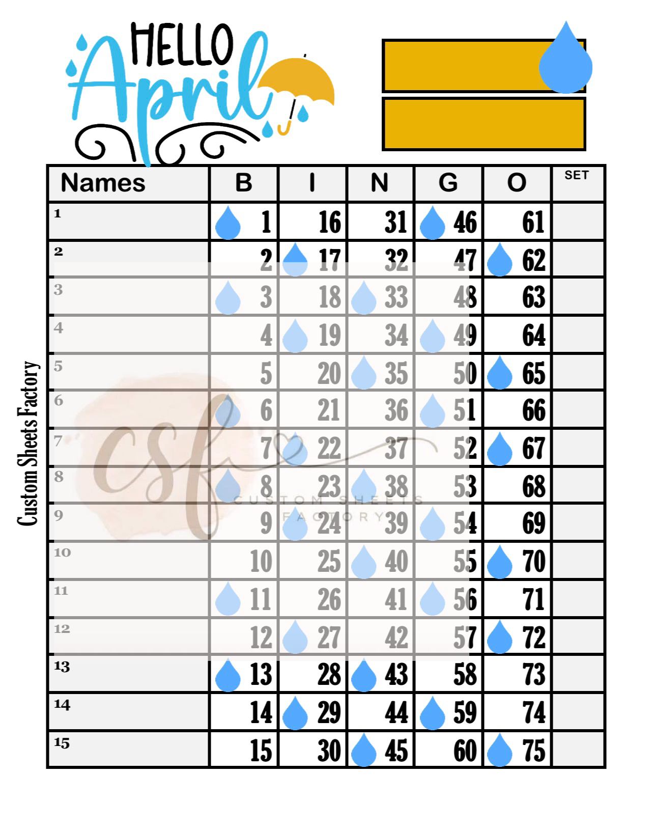 Months Of the Year - Standard - 75 Ball